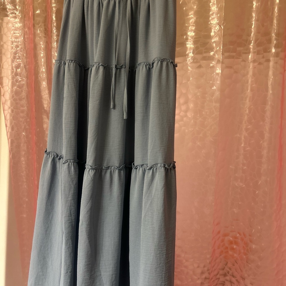 Elegant Light Blue Tiered Skirt